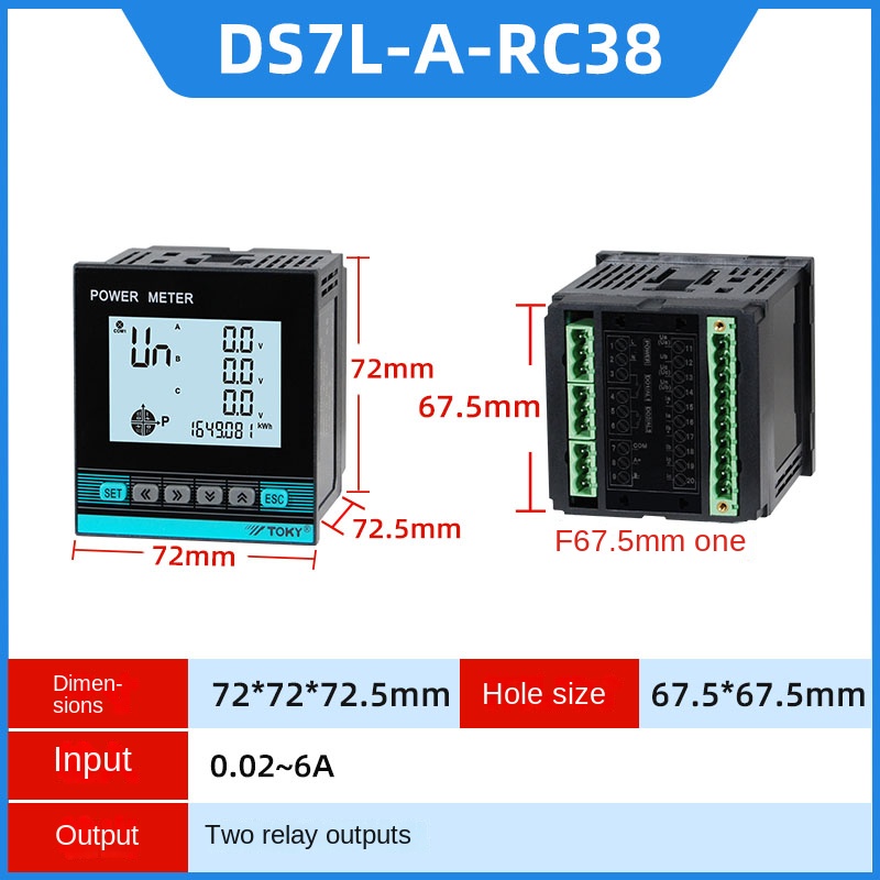 Đồng Hồ Đo Điện 3 Pha DS7L/DS9L-W-RC38/A30 - TOKY | Đo Điện Áp, Dòng Điện, Công Suất, Kết Qủa Đo Chính Xác - DS7L-A-RC38