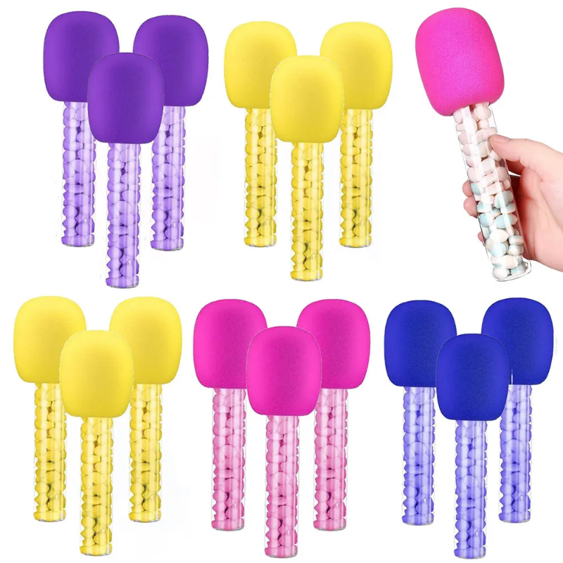 【ABLE】 4pc Microphone Candy Tubes Karaoke Theme Birthday Party Fake Prop Microphone Disco Singer Stage Costume Prop 80s 90s Party Decor