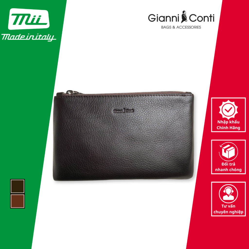 Ví Cầm Tay Clutch Da Thật Nam Màu Nâu Đen - Gianni Conti - Sản Xuất Thủ Công Tại Italy_582201-28