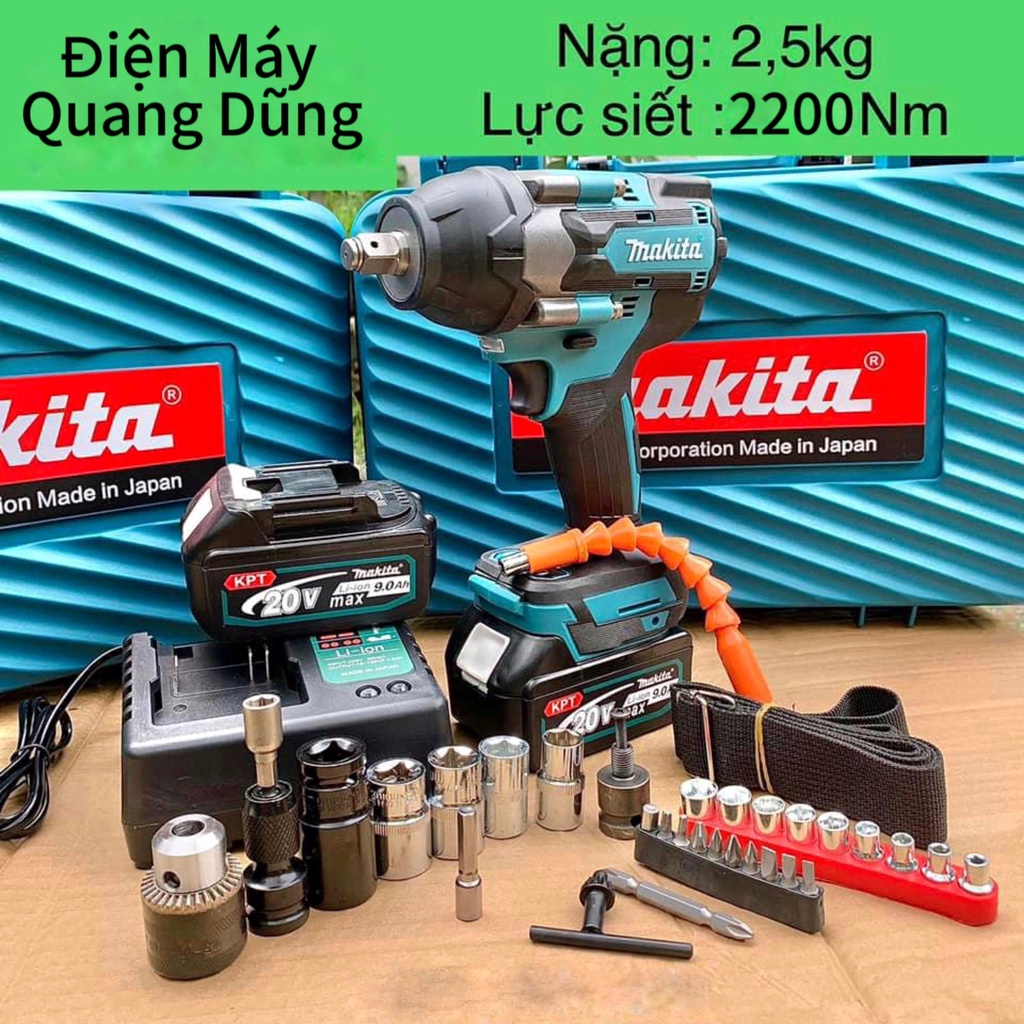 Máy Siết Bulong Makita 2200Nm - Máy bắn ốc,vặn vít đầu đặc 1/2 - động cơ không than, mở ốc nồi xe máy tay ga, ô tô tải