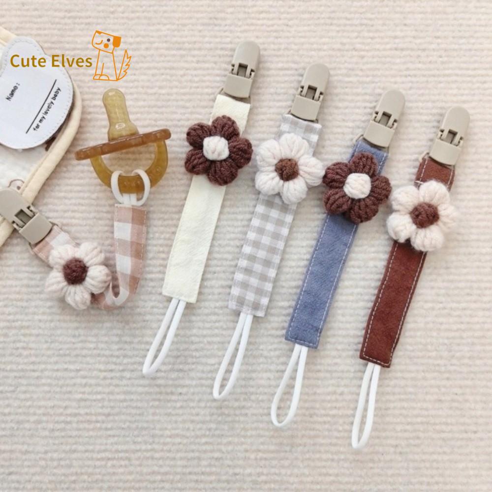 CUTE ELVES Kẻ sọc Giá đỡ núm vú giả hình bông hoa Dễ thương Nhựa Dây giữ núm vú giả cho bé Thẩm mỹ Chống rơi Kẹp núm vú giả thêu Trẻ sơ sinh