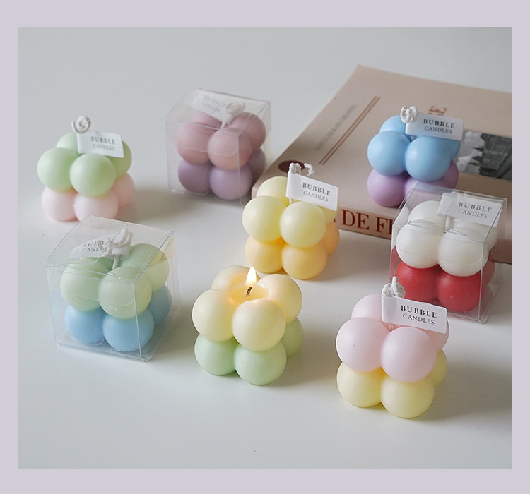 Ins small bubble cube candle room decors aesthetic aromatic and decorative  scented candles creative souvenirs for wedding guests