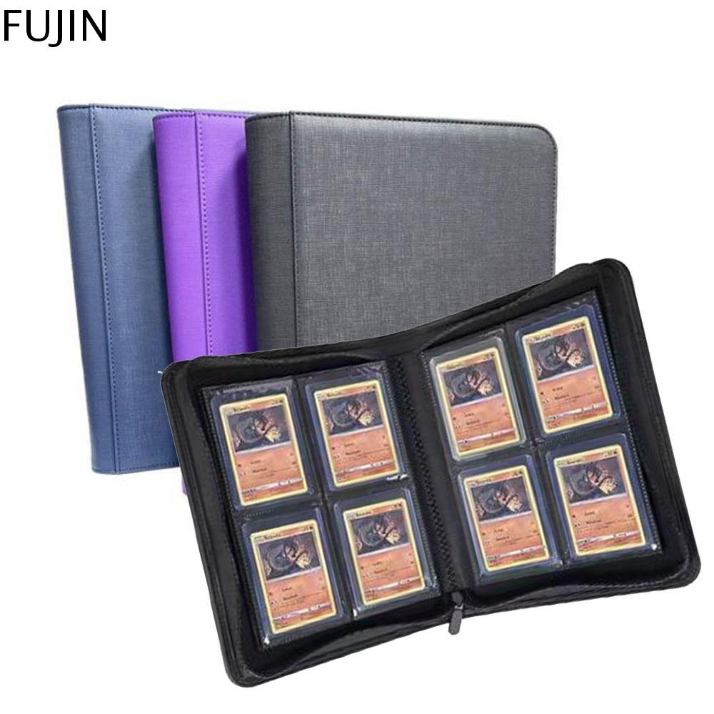 FUJIN 4 túi Sổ bìa Toploader 112 máy giặt cửa trên PU Album sưu tập thẻ Bền bỉ Chống thấm nước Album Toploader Dành cho thẻ giao dịch