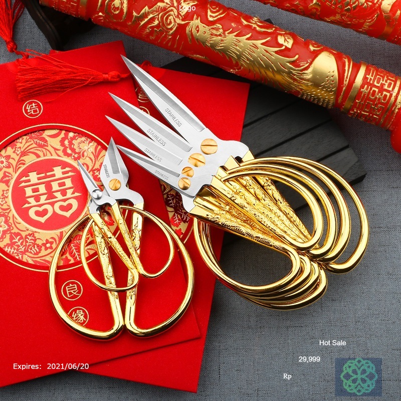 Kéo Rồng Phượng Cao Cấp Thép Không Rỉ, Kéo Cán Vàng - Kéo cắt rồng phượng cán vàng đa năng thép không rỉ siêu bén dày dặn