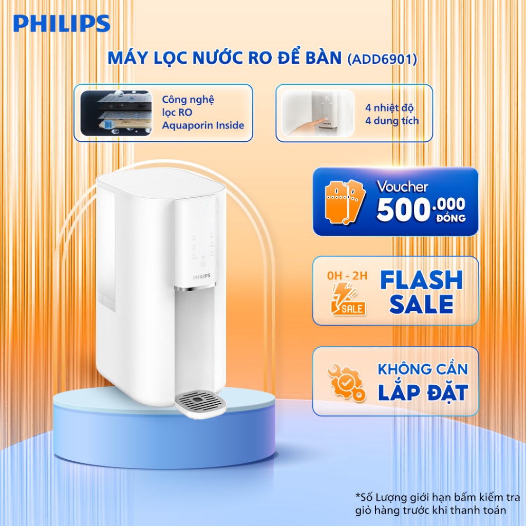Máy lọc nước RO để bàn PHILIPS ADD6901 màu trắng - Công Nghệ lọc RO Aquaporin Inside®, làm nóng 3s