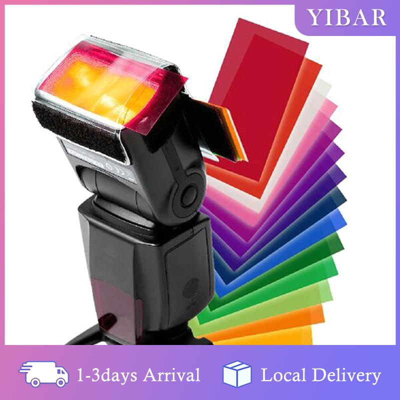【YIBAR】 12PCS Flash Speedlite màu gel bộ lọc cho Canon Nikon Sony Yongnuo DSLR máy ảnh