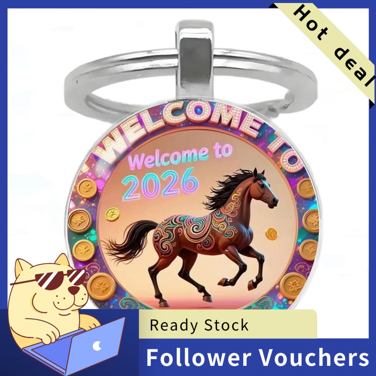Suludong Good Luck Keychain 2026 Zodiac Keychain 2026 Year of Keychain with Bells – Lucky Zodiac Metal Pendant Compact Holiday Decoration Good Luck Charm - 3