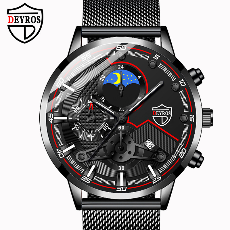 DEYROS Watch for Men Original Waterproof Stainless Steel Strap Men's Casual Quartz Watch Men's Fashion Business Calendar Watch Student Luminous Watch ราคา 229 บาท*ส่งฟรี