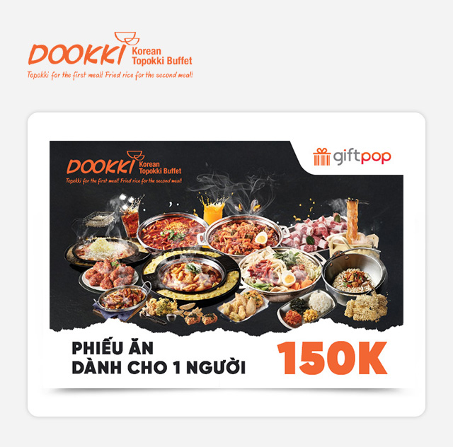 Dookki 1 Vé Buffet Người Lớn 150.000 VNĐ