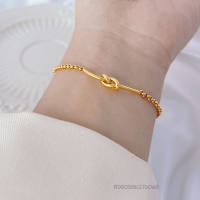 สร้อยข้อมือโซ่ปมทอง 18K สำหรับผู้หญิง - ของขวัญเครื่องประดับที่ไม่ก่อให้เกิดภูมิแพ้