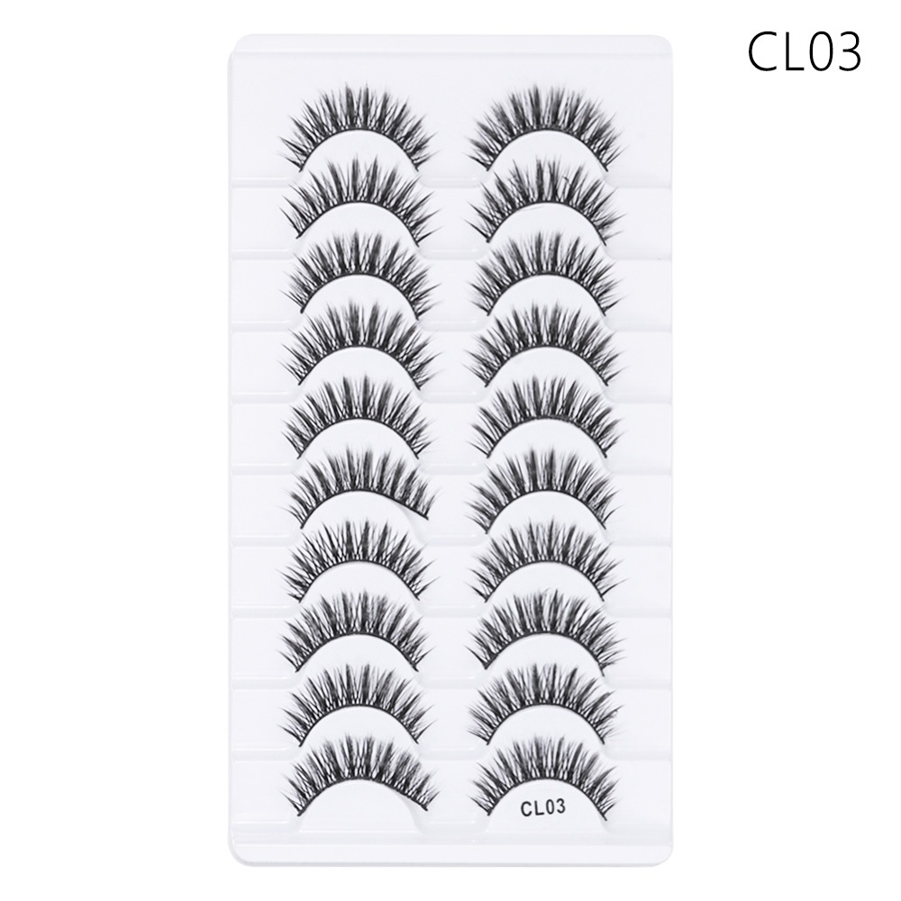 FWFHTP 10 Pairs Dải toàn bộ Lông mi giả Natrual Long Không độc hại Lông mi giả lông chồn 3D Thời trang nữ Thủ công Dụng cụ trang điểm mắt Nối mi - 4