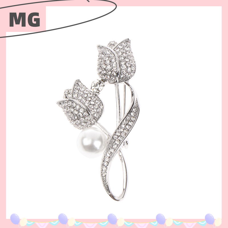 Ngôi Nhà Ma Thuật  1PC Trâm Rhinestone Hoa Tulip Trâm Chống-Lóa Cài Áo Bộ com lê ghim cài cổ áo Đồ Trang Sức