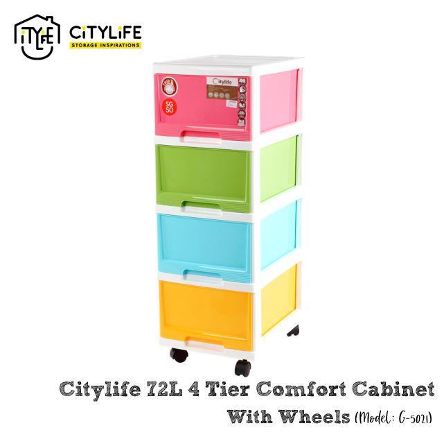 Citlife 72L 4 Tier Comfort Cabinet with Wheels