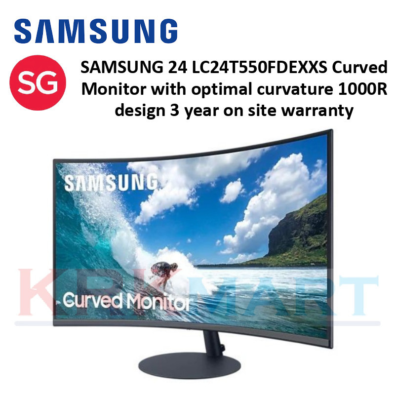 SAMSUNG 24 LC24T550FDEXXS Curved Monitor with optimal curvature 1000R design 3 year on site warranty Singapore