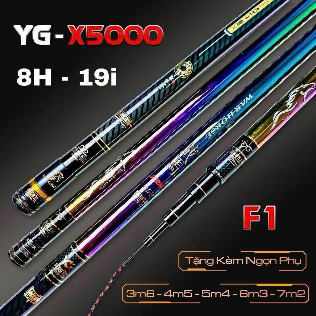  Cần Câu Tay Cần Câu Cá YG 8H X5000 Carbon Xoắn Săn HàngTặng Kèm Ngọn Phụ 