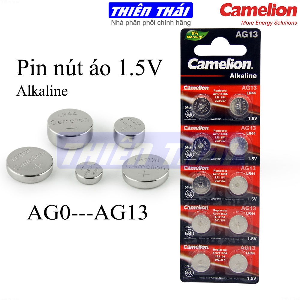 Pin ag0,ag1,2,ag3,4,ag5,6,7,8,9,ag10,11,12,ag13, pin nút áo 1.5v,pin chính hãng camelion