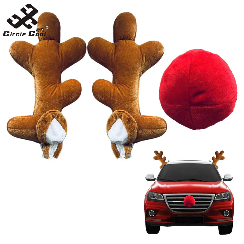 Circle Cool Christmas Reindeer Antler Decorations For Car Cute Vehicle