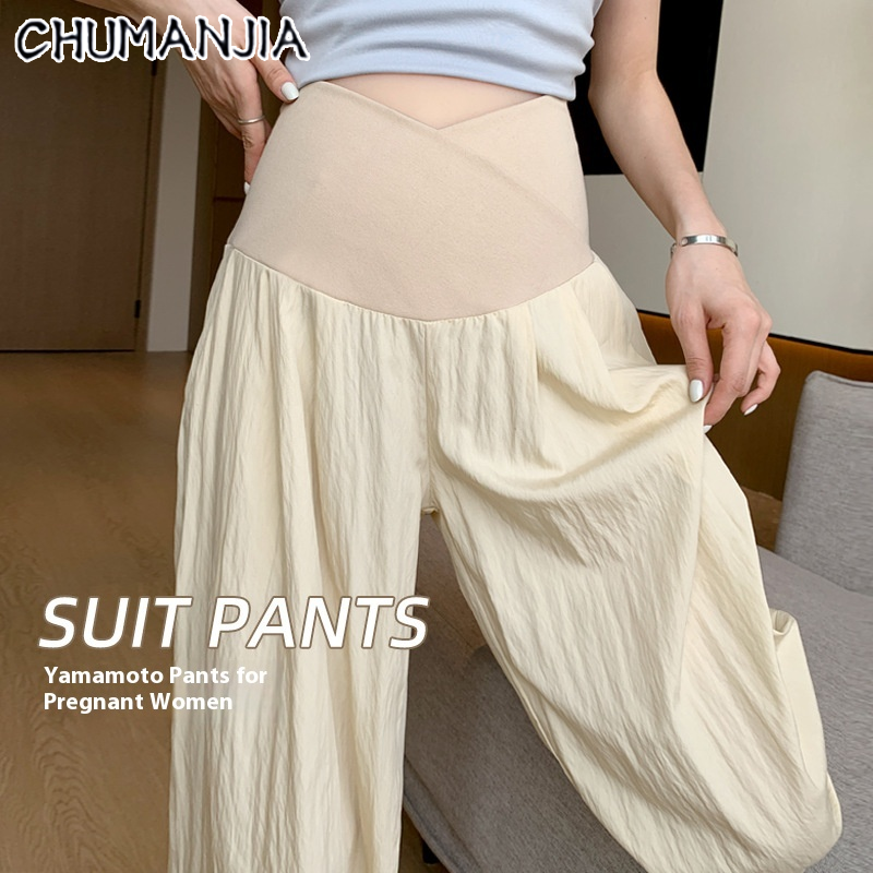 Chu Man Jia mang thai Quần Dài Phụ nữ khoác ngoài quần ống rộng quần mỏng mùa hè quần rủ mùa thu quần áo bầu