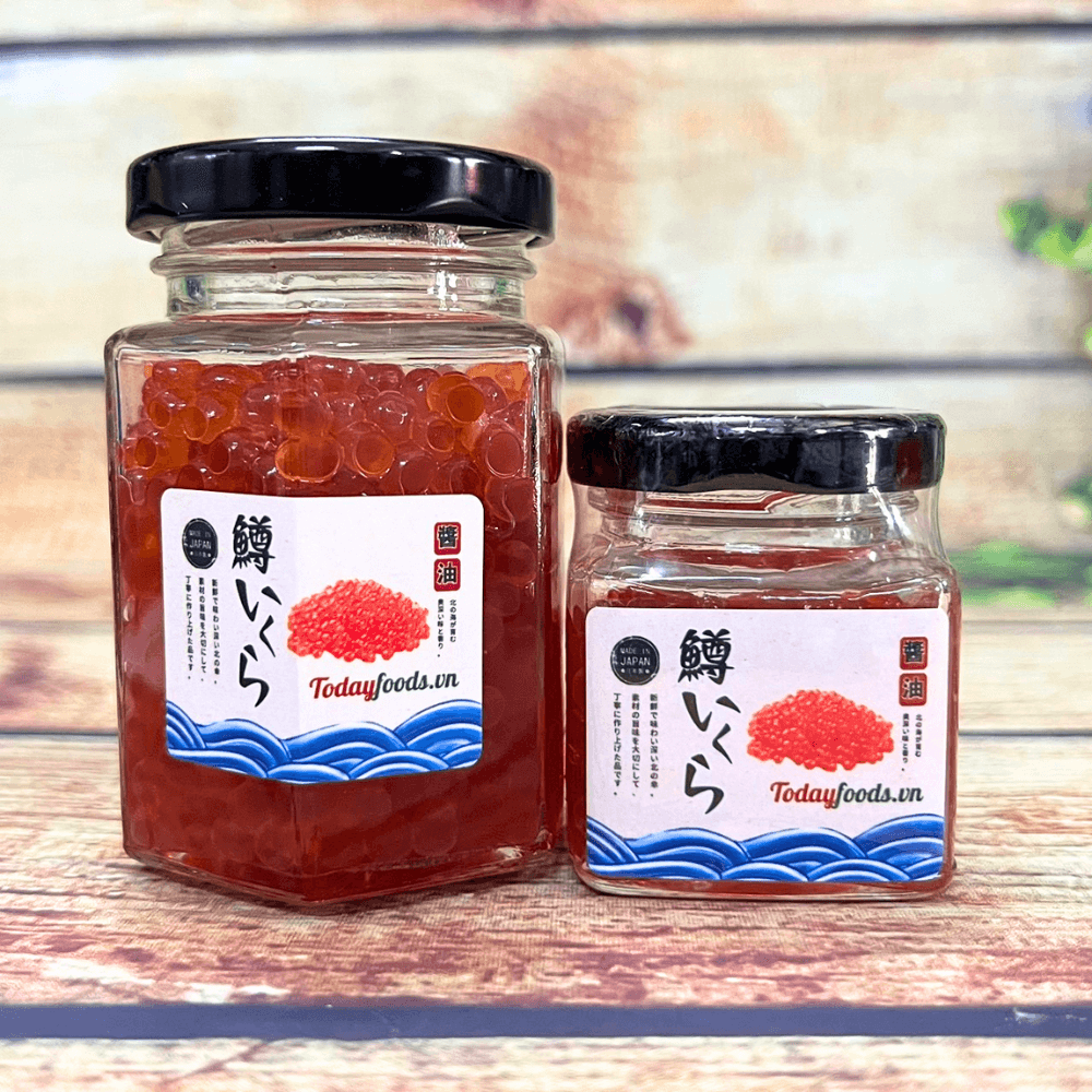 (CHỈ GIAO HCM) Trứng cá hồi Nhật Bản (100%Tự Nhiên) Masu Ikura size to có vị béo mặn