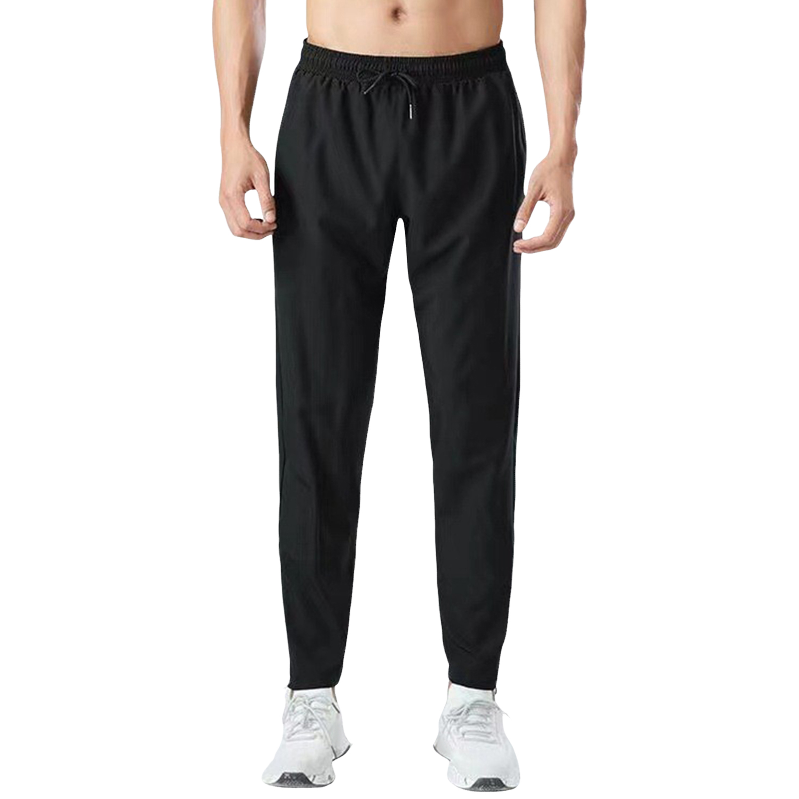 UHH Men Training Pants Men Sports Pants Men's Ice Silk Jogger Pants with Elastic Waist Zippered Ankle Cuffs Side Pockets – Lightweight Breathable Gym Casual Sweatpants for Training and Daily Wear