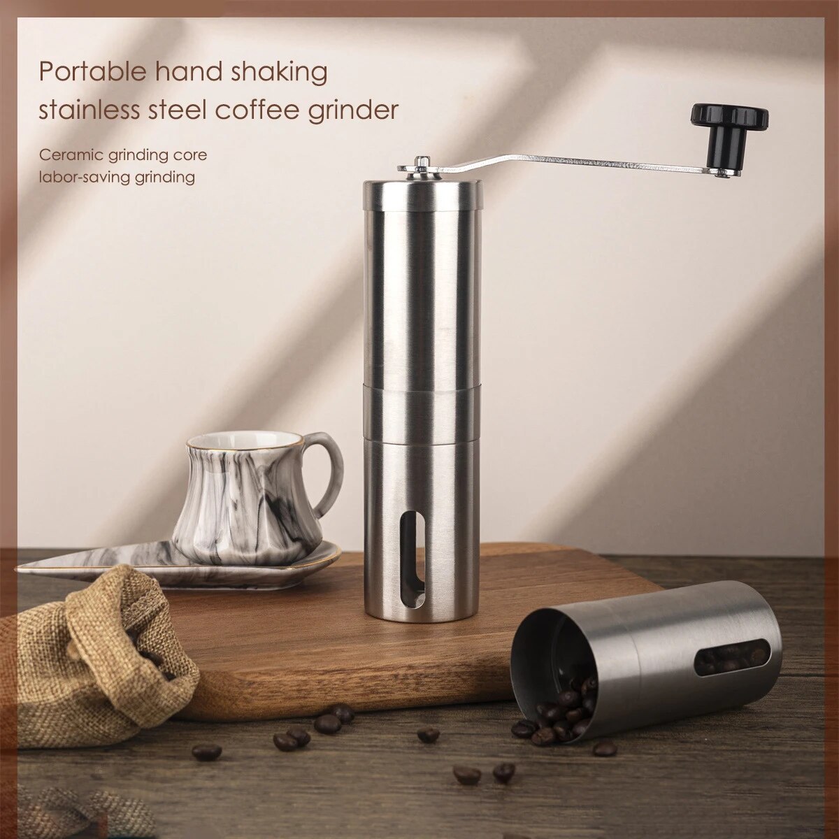 Manual Coffee Grinder Portable Coffee Bean Grinder Mini Stainless Steel Simple Hand Grinder Foamer Kitchen Coffee Accessories Hot 2023