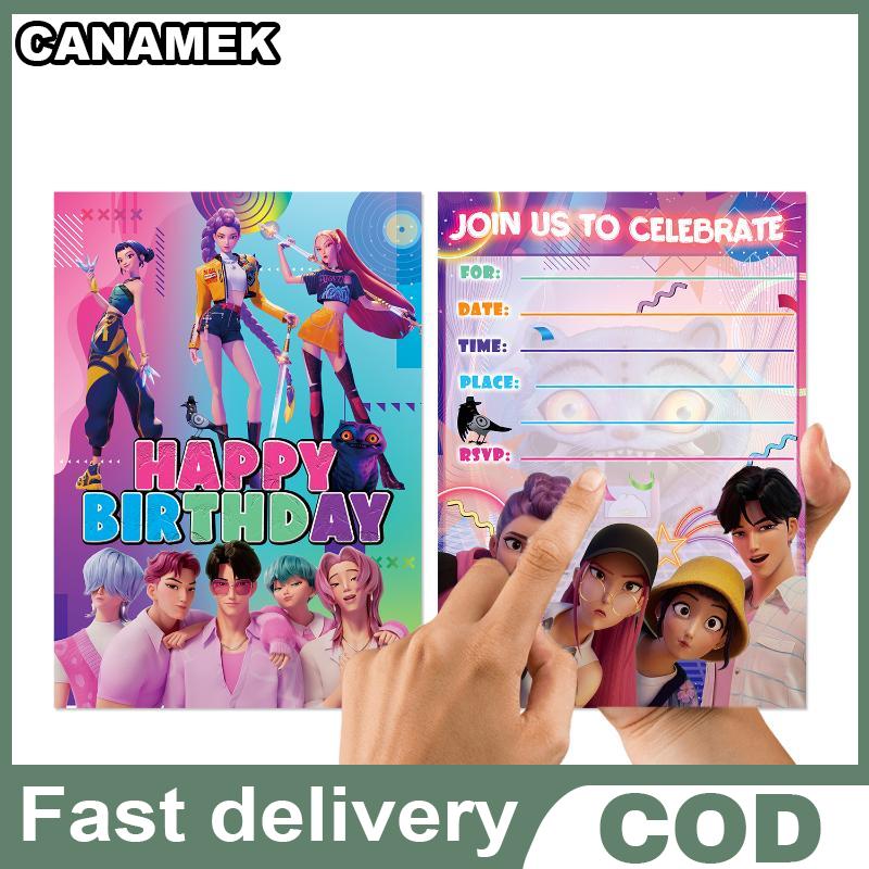 CANAMEK 12 chiếc Thiệp Mời Chủ Đề Kpop Demon Hunters thiệp chúc mừng mini hoạt hình thiệp mời tiệc sinh nhật sự kiện loại một trang