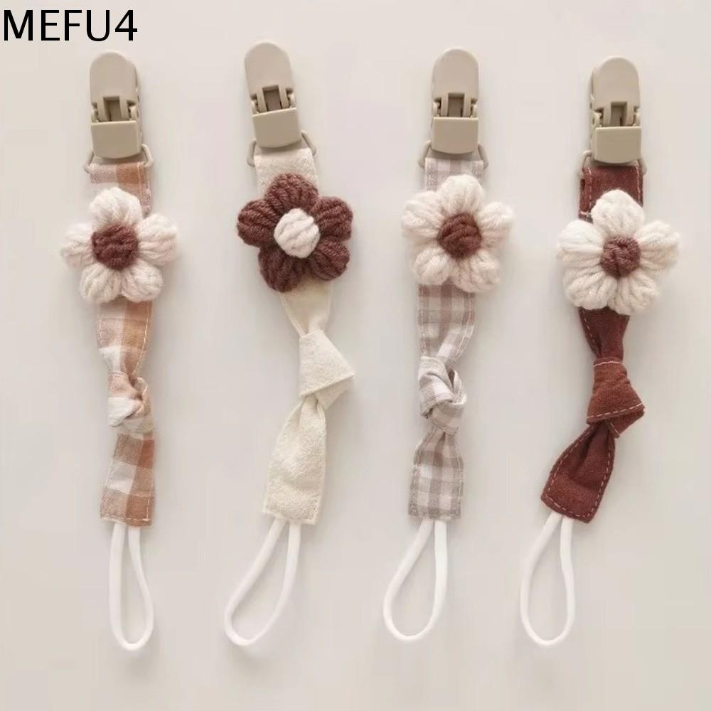 MEFU4 Dễ thương Giá đỡ núm vú giả hình bông hoa Nhựa Kẻ sọc Kẹp núm vú giả thêu Thẩm mỹ Đầy màu sắc Dây giữ núm vú giả cho bé Trẻ sơ sinh