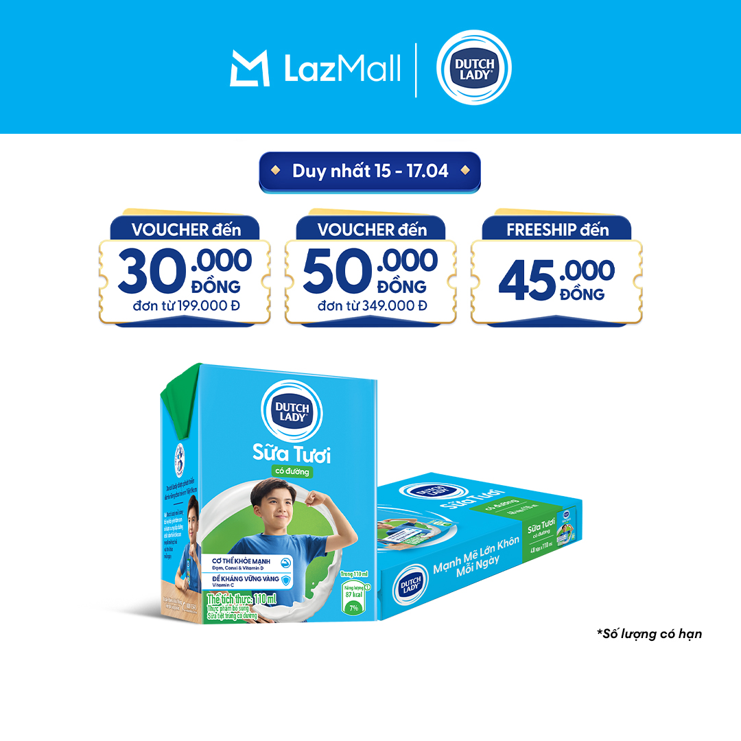 Thùng 48 Hộp Sữa Tươi Tiệt Trùng Dutch Lady Cô Gái Hà Lan Có Đường 110ml (48x110ml)