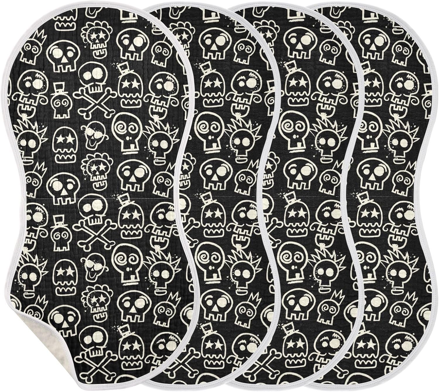 J JOYSAY Black Rough Skull Baby Burp Cloths for Boys Girls Large 22''x11'' Cotton Cloth Baby Essenti
