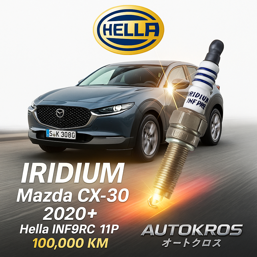 หัวเทียนเข็มอิริเดียม Mazda CX-30 2020+ ชุด 4 หัว Hella INF9RC-11P 100,000 กม แท้ ราคา 1,540 บาท*ส่งฟรี