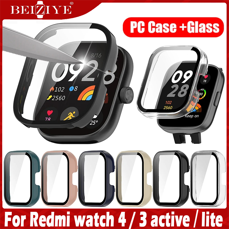 Vỏ PC + Kính cho đồng hồ Xiaomi Redmi 4 Vỏ kính cường lực chống trầy xước
