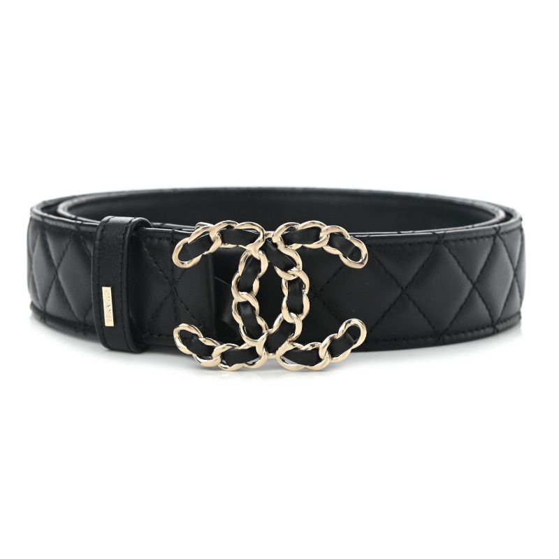 Chanel Pearl CC Logo Leather Belt 30MM