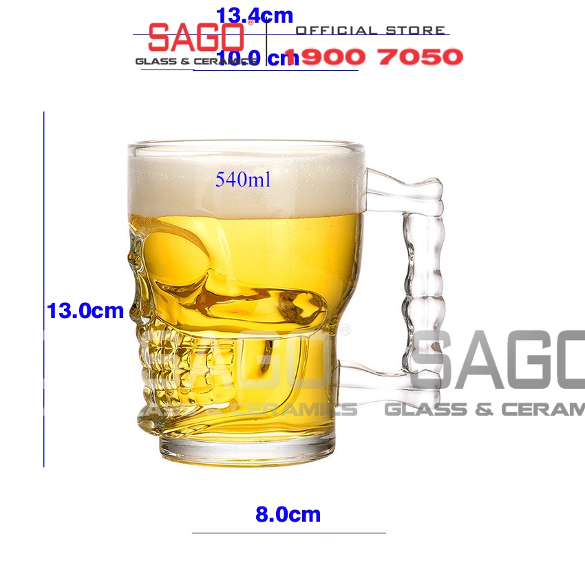 Ly Thủy Tinh Deli Skull Beer Mug 540ml | ZB309  Ly uống Bia Cao Cấp