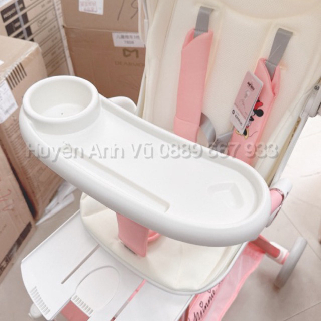 Bàn ăn dặm xe đẩy . khay đựng đồ ăn nhẹ cho xe đẩy em bé xoay 360° giá đỡ bình sữa gắn tay vịn xe đẩy em bé chống trượt