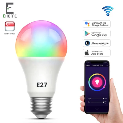 [Ready Stock] E27 Smart LED Bulb - 9W RGB Dimmable Light Bulb Wifi Timer Group Voice Control with Google Home Yeelight Alexa