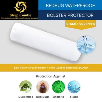 Bolster Waterproof Encasement / Protector or Bolster Case Protect Against Fluid Spills, Dust Mites and Bedbug (seamless zipper type) LAB TESTED WITH NEW CERTIFICATION