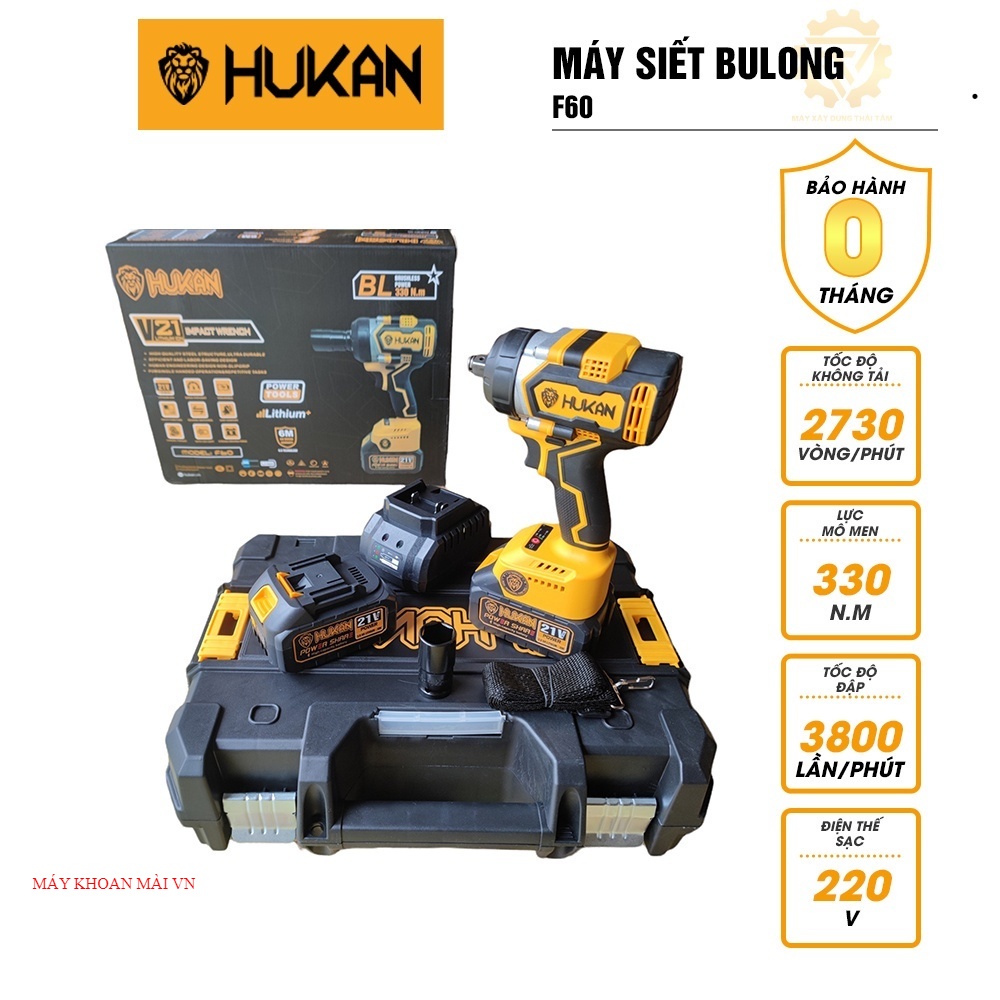 Máy siết bulong HUKAN F60 lực siết 330NM / Siết bulong Hukan bảo hành chính hãng ĐL VN