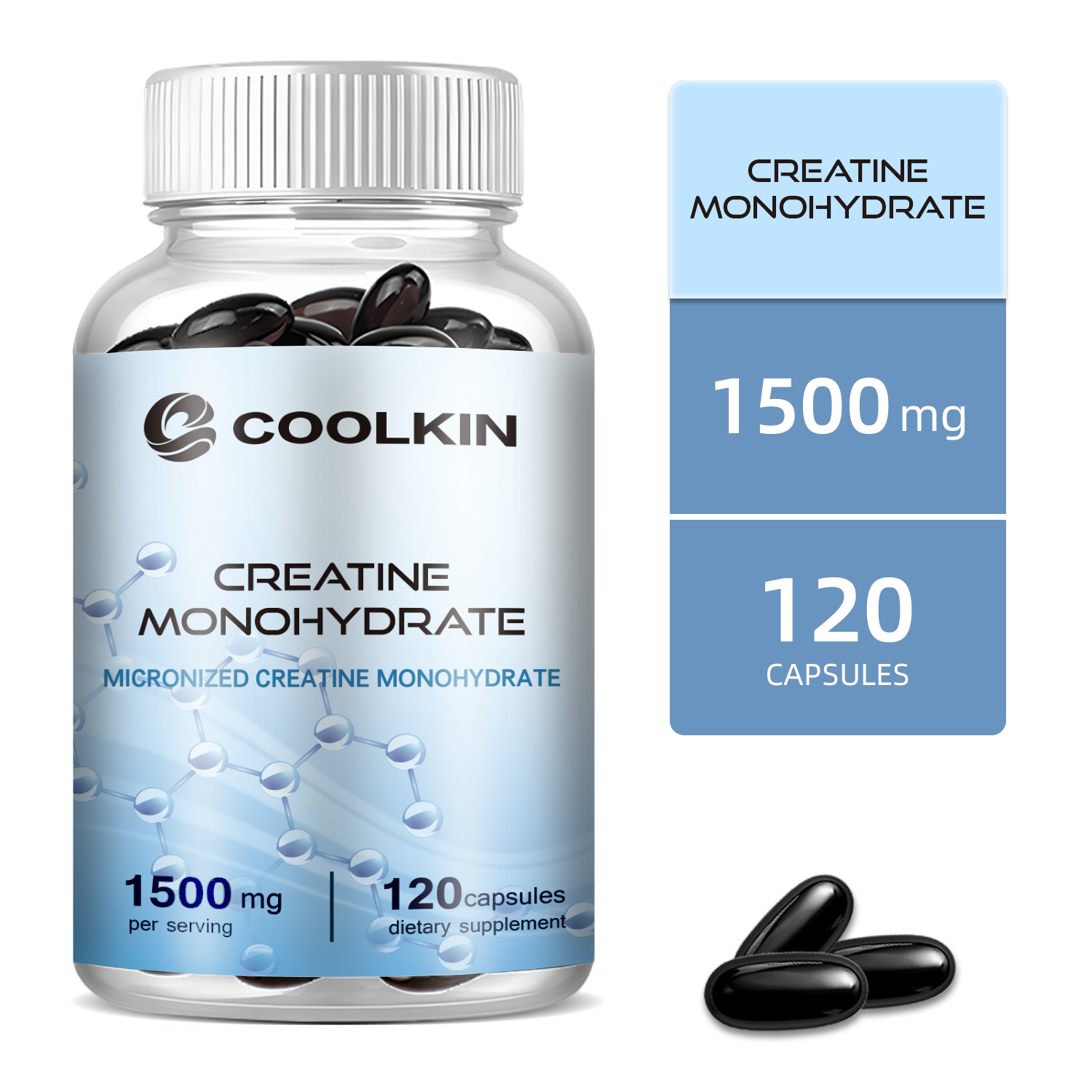 Thực phẩm bổ sung, 3000 mg, 120 viên nang, mỗi viên nang chứa 750 mg creatine monohydrate.