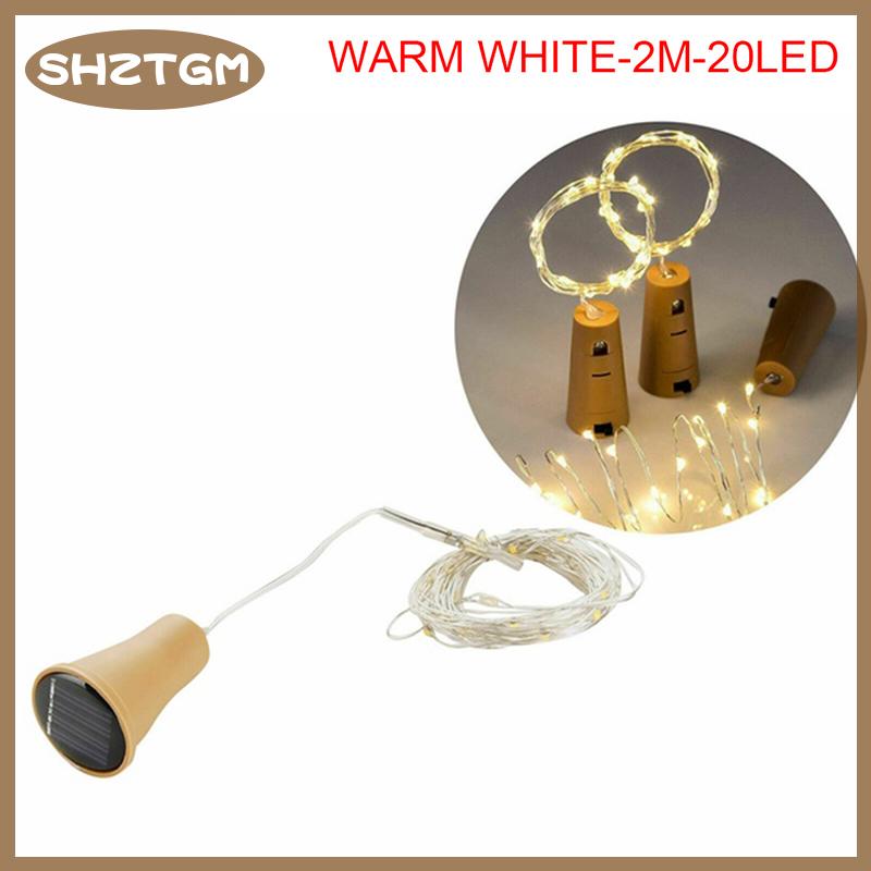 SHZTGM ไฟทรงขวดไวน์พลังงานแสงอาทิตย์สาย LED ลวดทองแดงตกแต่งงานปาร์ตี้ที่บ้าน