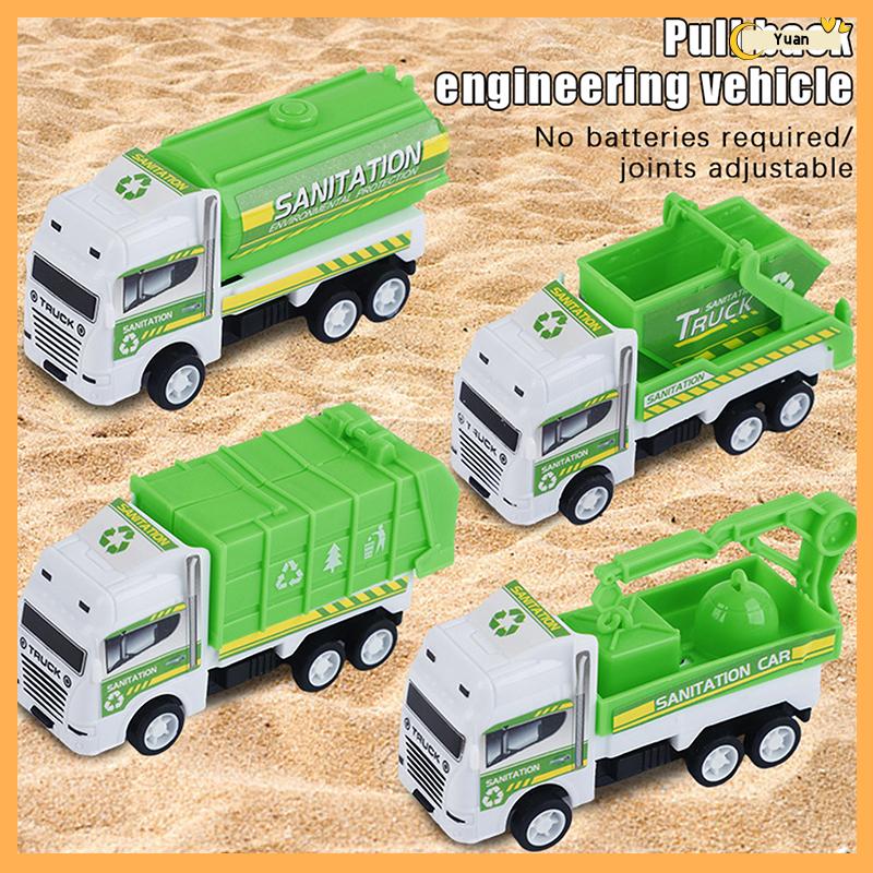 Yuan Đồ chơi trẻ em: Mô hình xe vệ sinh quán tính, xe kéo lùi, xe công binh quân sự, xe cứu hỏa – Đồ chơi bé trai, quà tặng cho trẻ em - 8