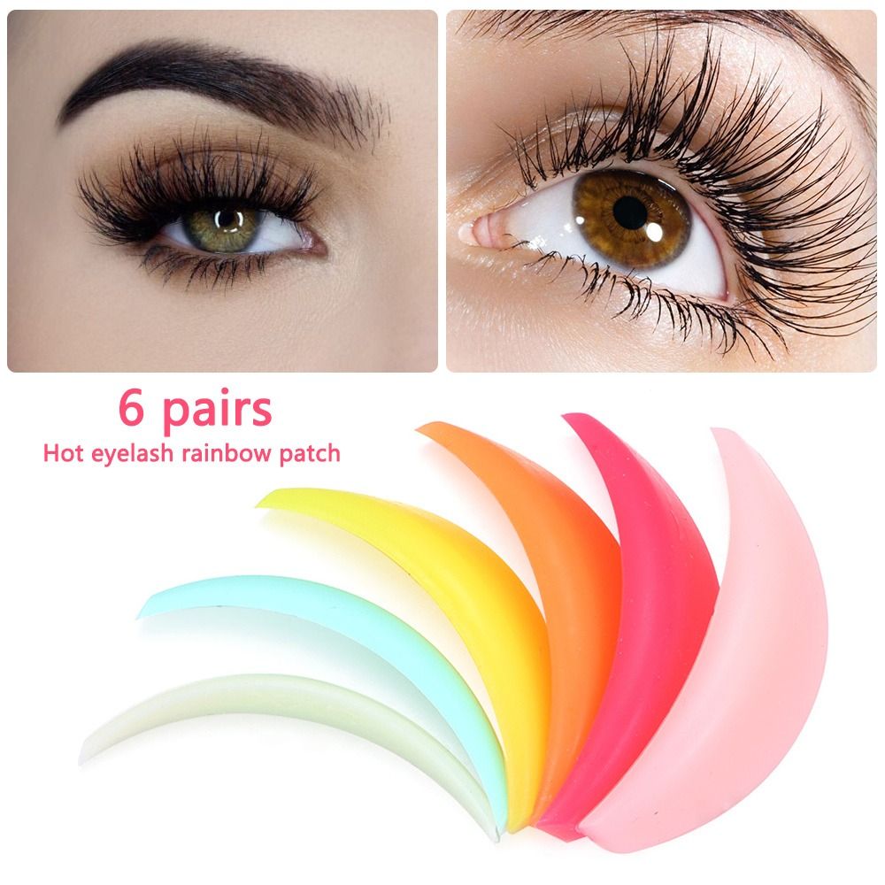 UNDERL 6Pairs Thiết kế mới Tái sử dụng Nối mi Phụ kiện trang điểm Cầu Vồng Dụng cụ bôi Miếng uốn lông mi Silicone Nâng lông mi 3D Dụng cụ uốn lông mi