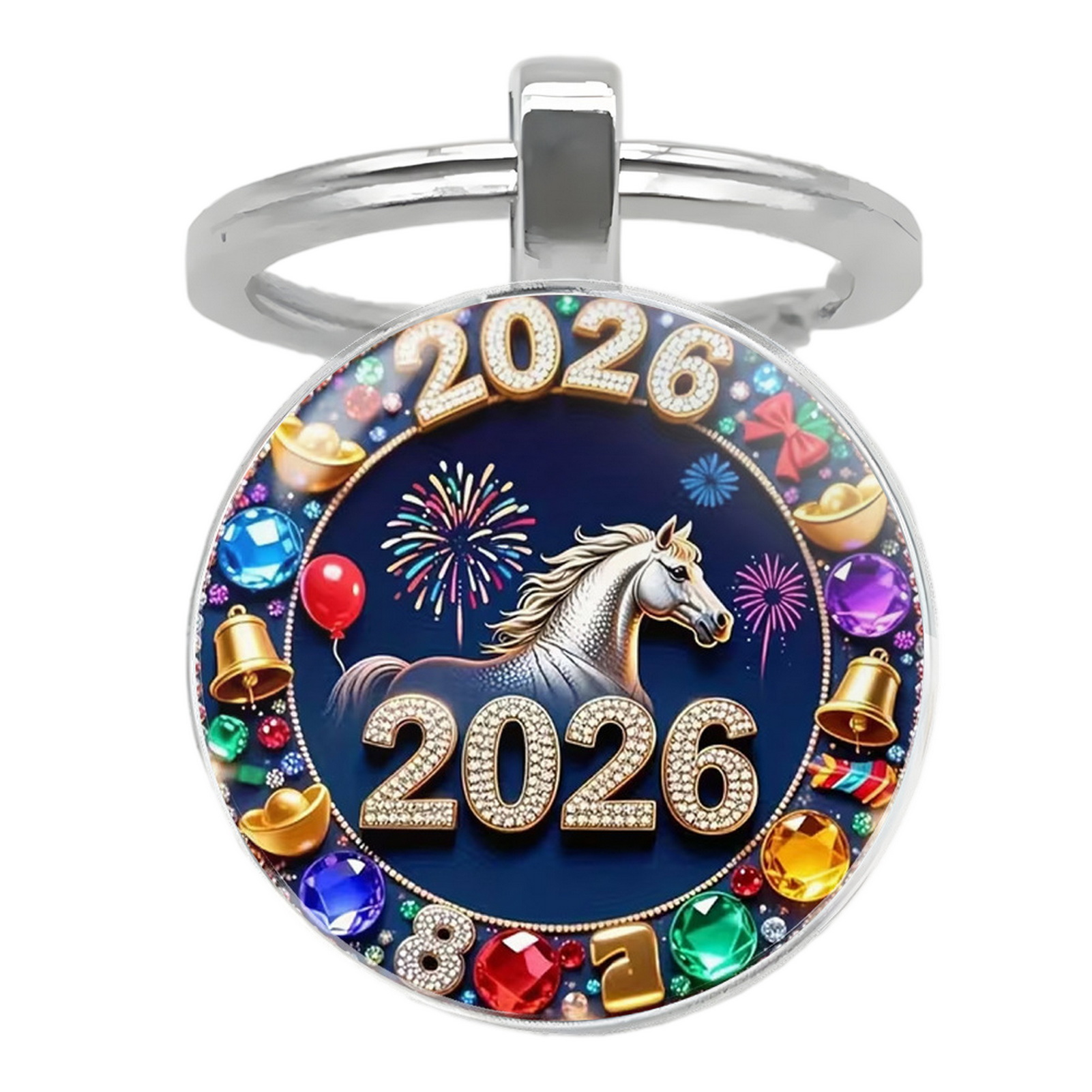 youlianba Portable Keychain Festive Red Keychain 2026 Year of Keychain with Bells – Lucky Zodiac Metal Pendant Compact Holiday Decoration Good Luck Charm - 8