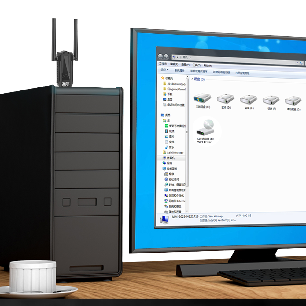 AC1300Mbps การ์ดเครือข่าย USB เสาอากาศรับสัญญาณสูงแบบ Dual Band 2.4 5Ghz อะแดปเตอร์เครือข่ายไร้สายสำหรับแล็ปท็อปพีซี Windows XP Vista / 11/10 ราคา 10,045 บาท*ส่งฟรี