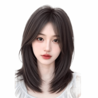 EUNOIAH คลิปใน ผมยาวตรงเป็นชั้น วัสดุสังเคราะห์ ต่อผม ชิ้นผมปลอมสำหรับศีรษะ วิกผมปลอม ธรรมชาติ วิกผมท็อปเปอร์พร้อมหน้าม้า ผู้หญิง