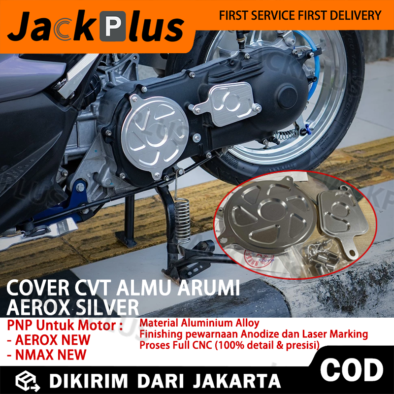 【Cod】Aluminum Cvt Cover Arumi Motor Matic Aerox Silver Color/Driver Disc/Driver Disc Protector Harga 159,000 rupiah*Gratis Ongkir