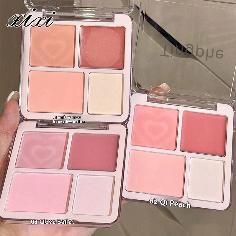 Xixi bốn màu má hồng bảng màu highlight cho má rạng rỡ và sáng
