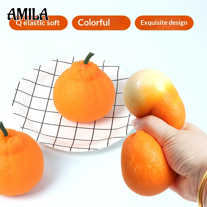AMILA Stress Relief Squishy Orange Fruit Toy for Kids and Adults, Soft TPR Material, Perfect for Hand Exercise and Relaxation ราคา 32 บาท*ส่งฟรี