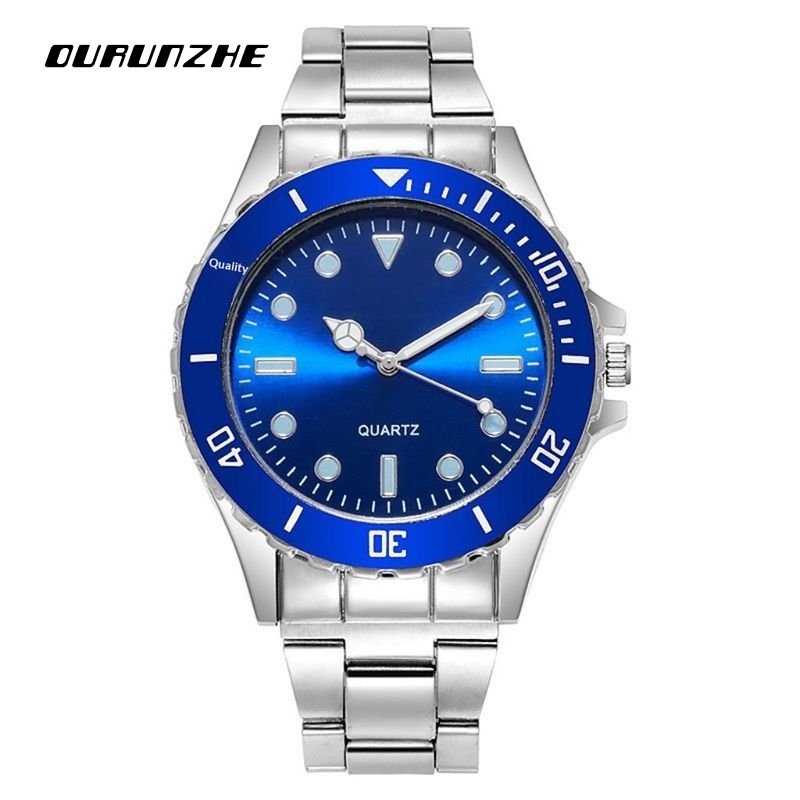 OURUNZHE Men's Fashion Quartz Watch with Luminous Dial and Steel Strap ราคา 98 บาท*ส่งฟรี