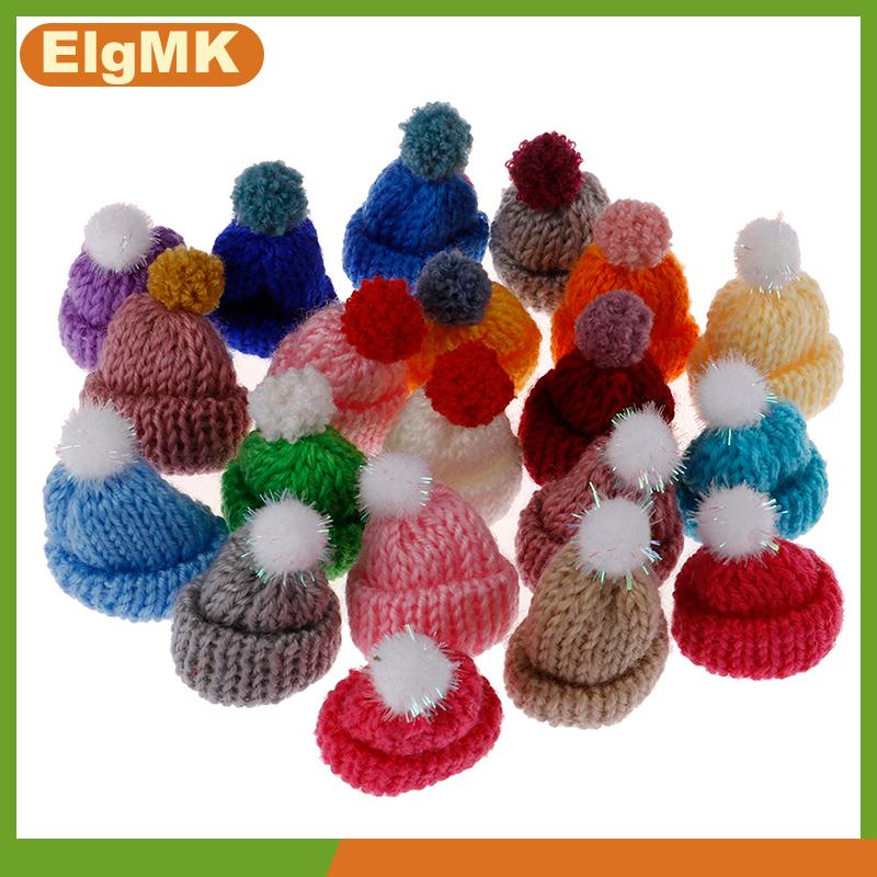 ElgMK 10Pcs 3.5Cm Hỗn Hợp Len Sợi Mini Hat Cap Mũ Nón May Mặc Búp Bê Thủ Công Vật Liệu