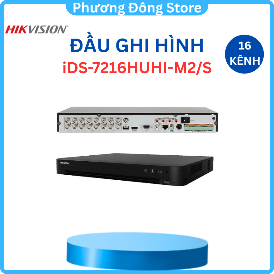 Đầu ghi hình HIKVISION Hybrid TVI-IP 16 kênh Turbo Acusense iDS-7216HUHI-M2/S(C) 16 ngõ vào video
